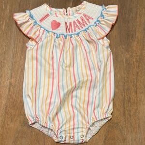 Mama Heart Striped Kids One Piece